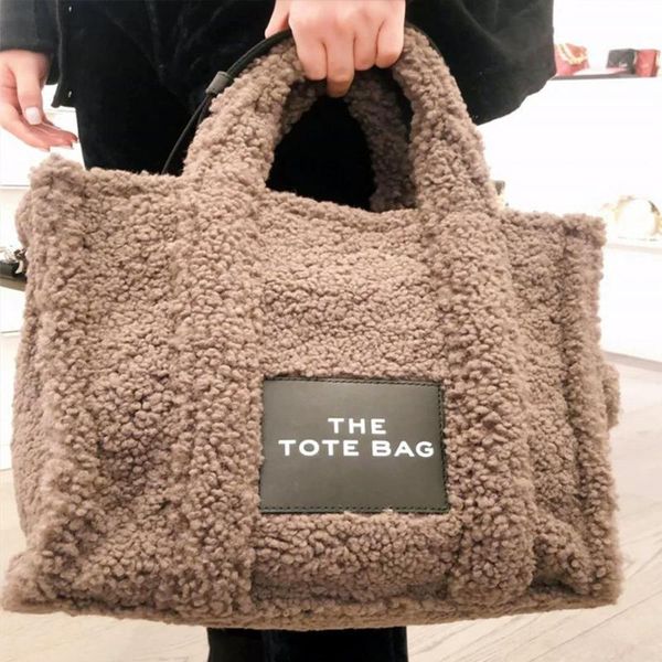 

evening bags brand designer faux fur tote handbags for women winter shopper ladies shoulder bag plush female handle 2021 luxury