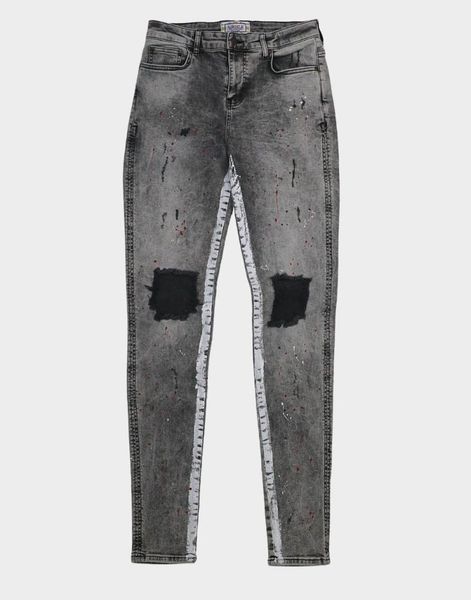 

siksilk gray washed knee men's jeans, Blue