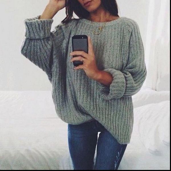 

women o neck knitted sweater solid color 2021 autumn winter pullovers female sweaters jumper ladies loose knitwear dropshipping, White;black