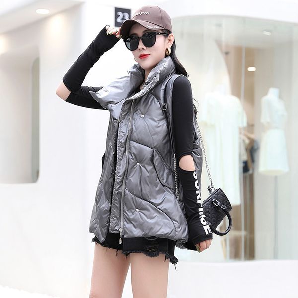 

women's vests 2021 autumn and winter down et vt women's short korean loose fashion down cotton vt waistcoat, Black;white