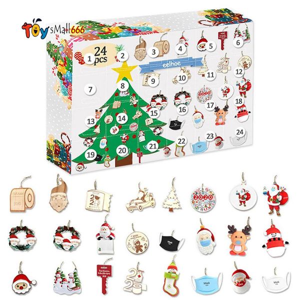 

2021 advent calendar 24pcs christmas pendants countdown calendar diy christmas theme box for girls kids christmas gifts