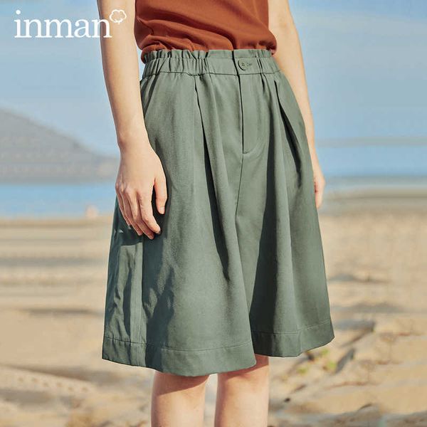 

inman summer loose casual vintage hongkong style half length short pant 210611, White;black