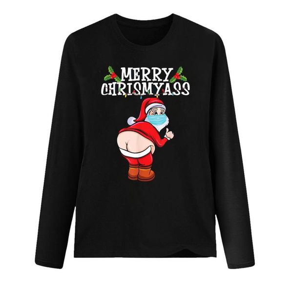 

men's t-shirts print funny santa claus wearing a mask ed women tshirt merry christmas letter short sleeve t shirt femme poleras mujer, White;black