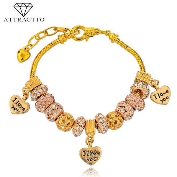 

link, chain attractto luxury beads gold snake charm bracelets bangles for women diy "i love your "jewelry bracelet femme sbr140662, Black