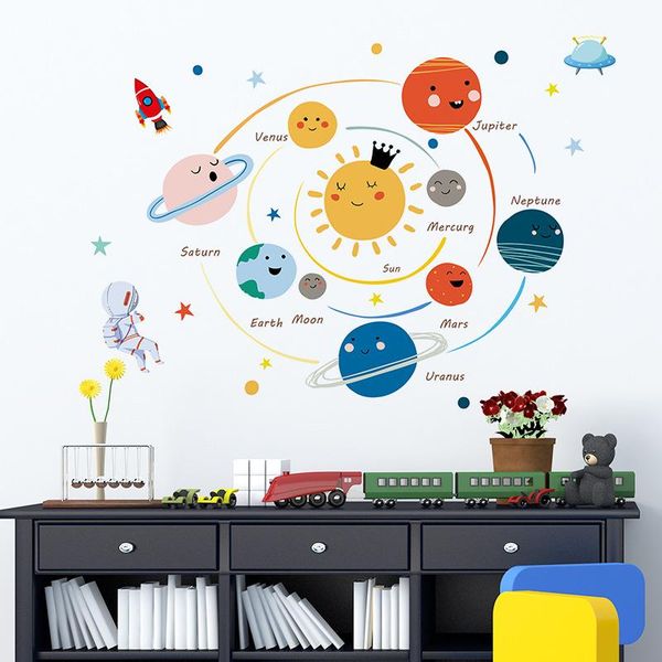 

wall stickers 2021 solar system planets sticker child kids room home decoration mural removable wallpaper bedroom nursery