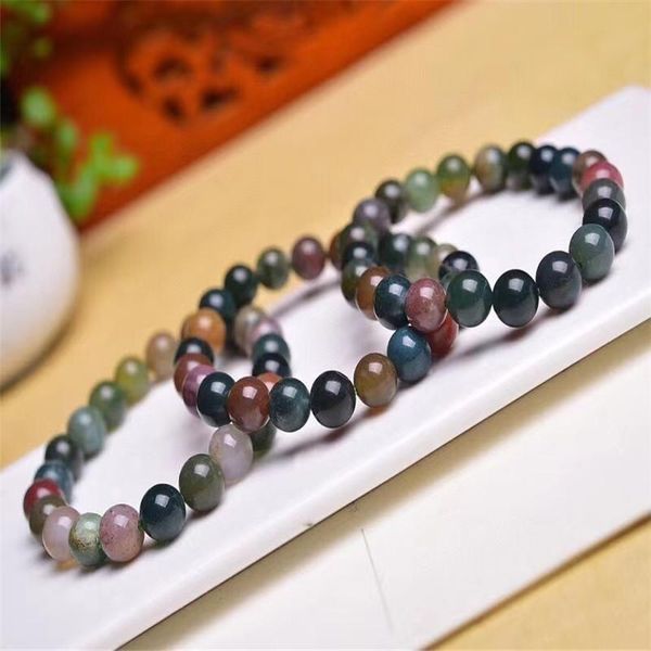 

beaded, strands crystal jewelry round beads natural water grass agate gemstone bracelet ink painting chalcedony bracelets, Black
