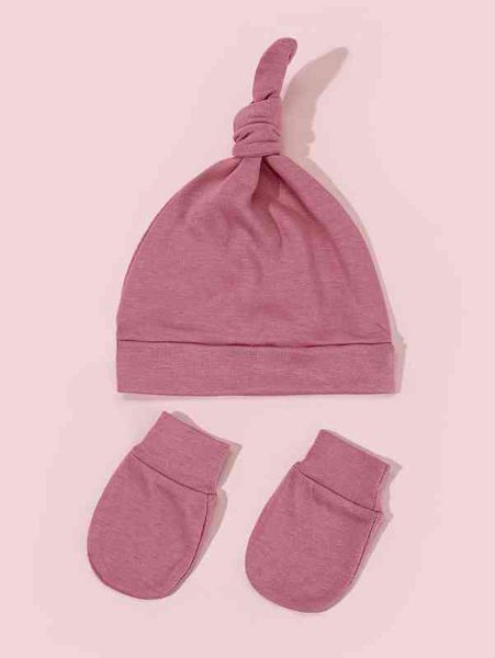

baby plain hat & gloves she02, Yellow