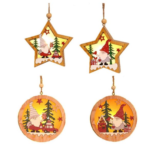 

christmas decorations 4pcs theme pendants wooden hanging ornament night light hangings