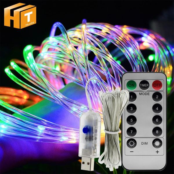 

strings outdoor waterproof tube led string 10m 100leds battery / usb power supply 8 mode remote control fairy light holiday lighting.