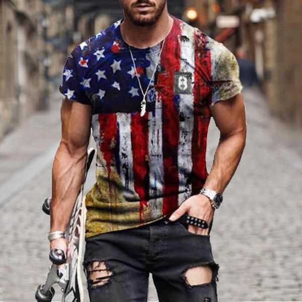 

men's t-shirts summer t shirt th of july flag printed t-shirt training gym clothing bodybuilding fitness man camisetas, White;black