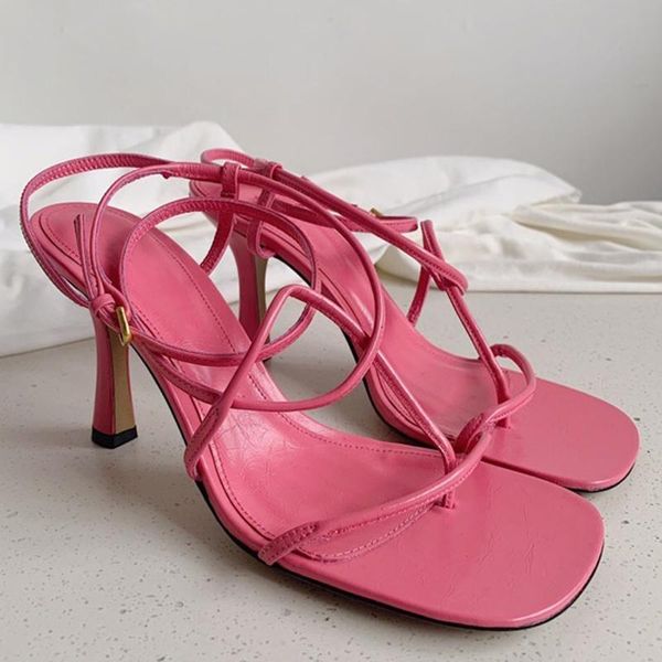 

sandals elegant luxury square toe pumps summer brand design high heels leather women fashion candy colors slip-on female, Black