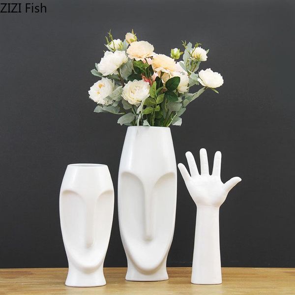 

vases european white ceramic face vase modern living room creative flower arrangement home decoration