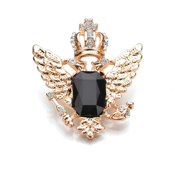 

real shooting 4 colors luxurious crown wings crystal rhinestone brooches for women plated gold metal pin b82, Gray