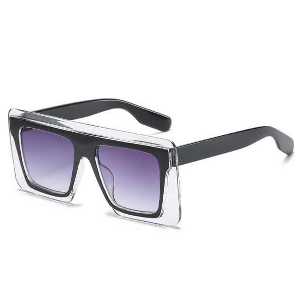 

sunglasses big frame trendy female personality two-color stitching spectacles glasses shades for women, White;black