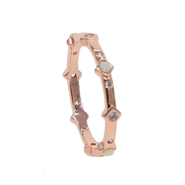 

wedding rings elegance nice girl jewelry eternity cz opal band engagement minimalist delicate rose gold color women fashion, Slivery;golden