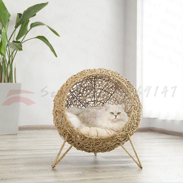 

cat beds & furniture rattan nest winter warm villa four seasons universal house indoor double-layer supplies breathable cotton
