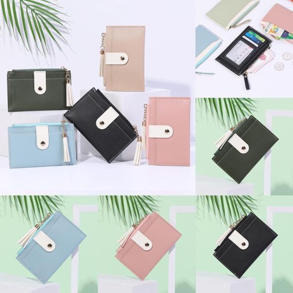 

card holders pu leather small money purses wallets function case holder women credit passport bag id coin zipper wallet, Brown;gray