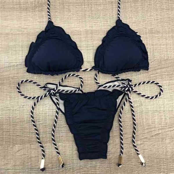 

halter swimsuit women thong micro bikini push up brazilian bikini tropical plant print swimwear string mini swimsuit, White;black