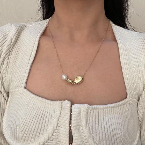 

chains huge bud pearl pendant chain necklace for women fashion gold beads choker necklaces minimalist jewelry gifts party accessories, Silver