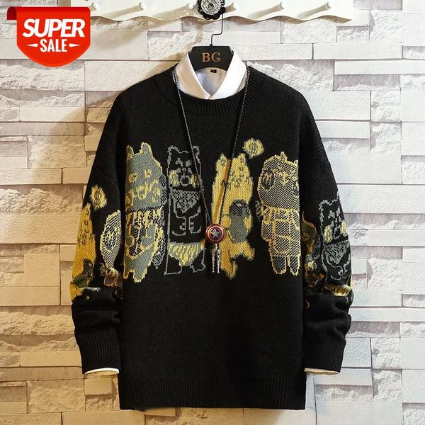 

men's sweaters spring autumn winter clothes 2021 black striped pull oversize -4xl 5xl korea style casual standard pullovers #si5a, White;black