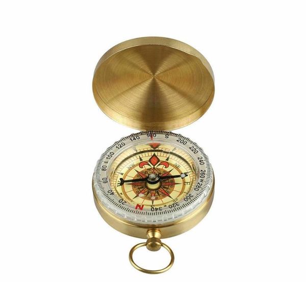 

pocket brass watch style outdoor camping hiking navigation compass ring keychain pocket watch compass luminous with cove