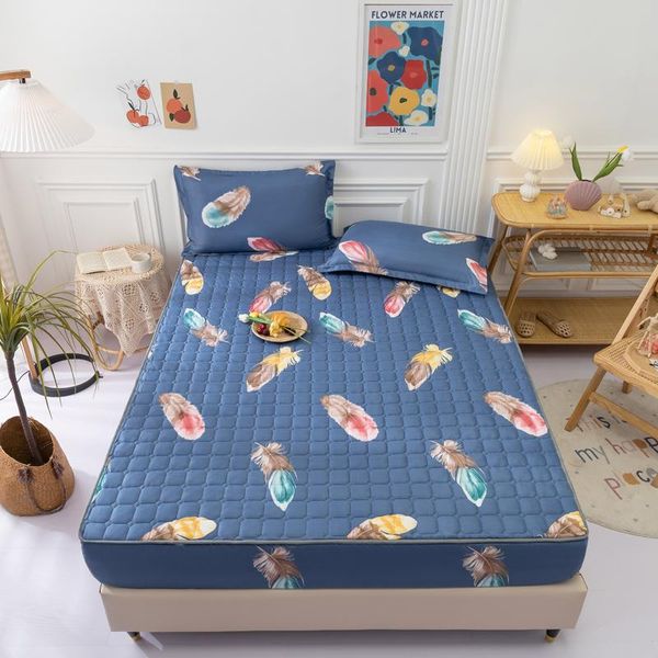 

sheets & sets quilting thicken bed for all seasons queen double linens printed fitted sheet no case mattress cover