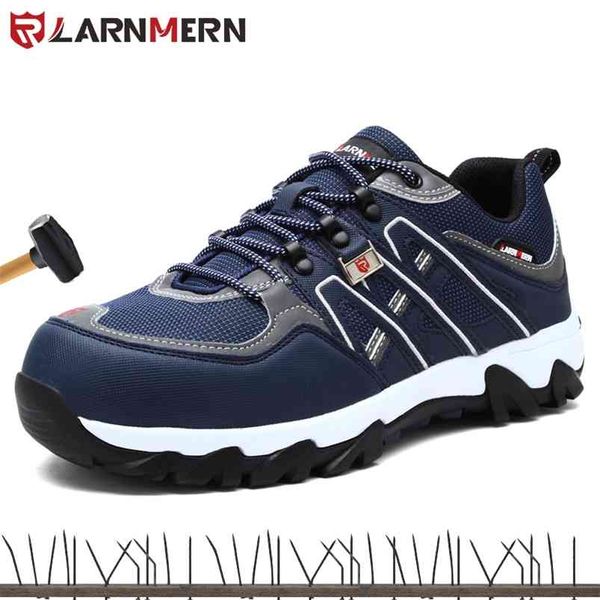 

larnmern men's steel toe work safety shoes lightweight breathable anti-smashing anti-puncture non-slip reflective casual sneaker 210923, Black