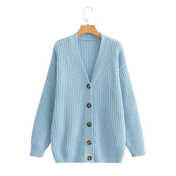 

women's knits & tees women oversized long cardigans sweaters vintage jumper lady knitted cardigan button coat autumn winter 2021, White