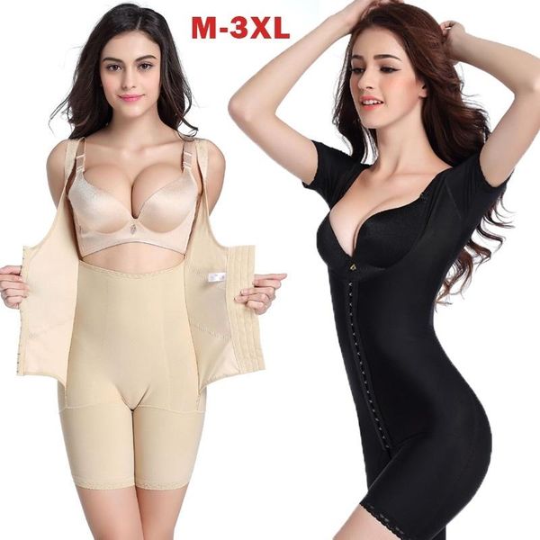 

women's shapers minxilim shapewear bodysuits slimming underwear women adjustable body stratch antibacterial lining crotch, Black;white
