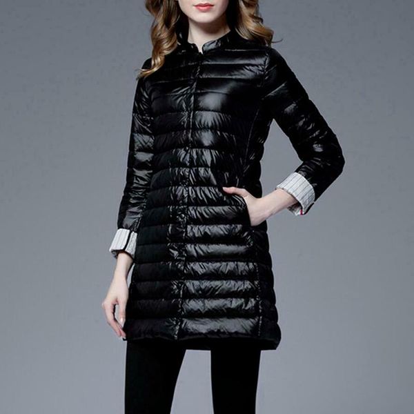

women's trench coats womens puffer down jacket ultralight outwear warm overcoat hip length winter, Tan;black