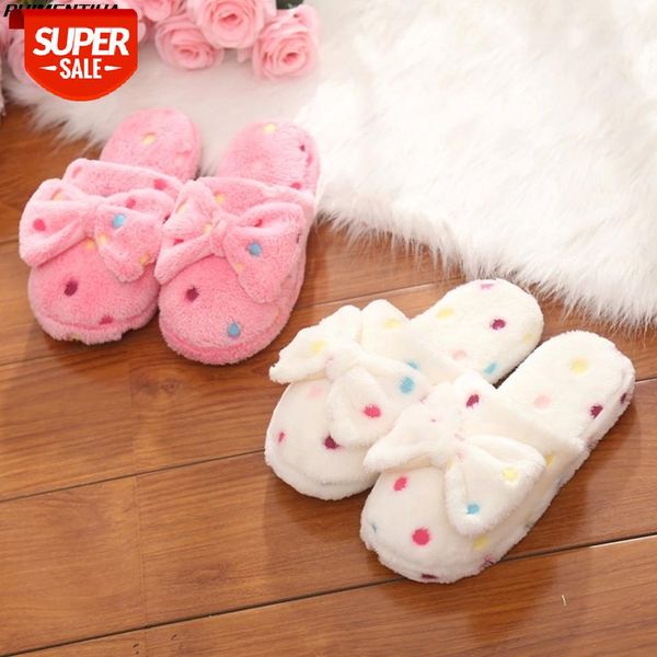 

puimentiua warm bow autumn winter women slippers home wear sandals women flats plus size comfortable platform shoes for #yv03, Black