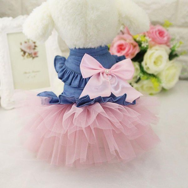 

dog apparel big bow dress tutu skirt summer puppy clothes princess wedding