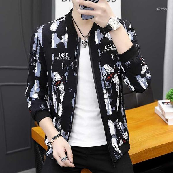 

fashion casual coat overcoat for male clothing bomber jacket men baseball styles printing mens jackets 20211, Black;brown