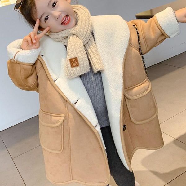 

jackets girls jacket suede fleece thickness kids coats children outerwear winter autumn 2021bt323, Blue;gray