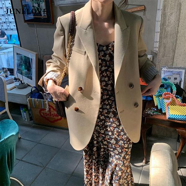 

women's suits & blazers 2021 casual office lady chic jackets women spring loose vintage business korean fashion double breasted, White;black