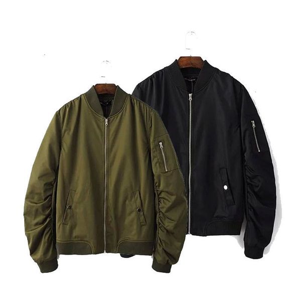 

wholesale- baseball coats clothing spring autumn mens solid flight army green bomber jacket men's rib sleeve zipper short ee107, Black;brown