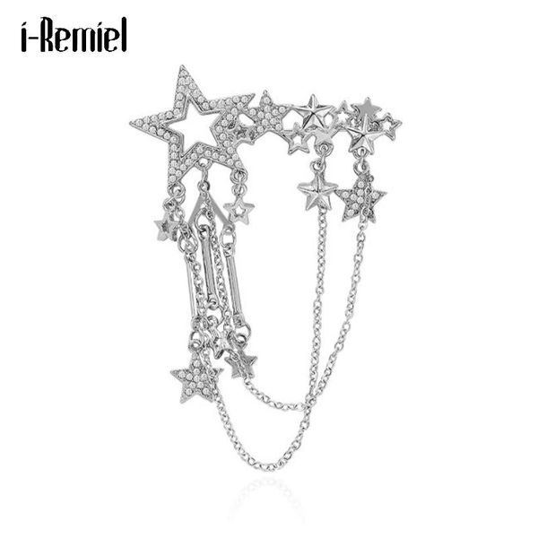 

pins, brooches fashion star brooch female high-end retro suit chain tassel pin scarf buckle decoration creative corsage women men accessorie, Gray
