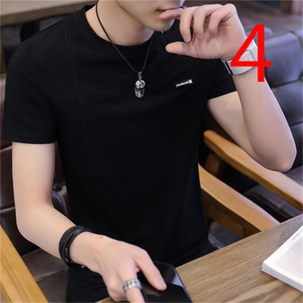

2021 summer new t-shirt short-sleeved men's tide brand trend social spirit guy round neck cotton slim tight q98z, White;black
