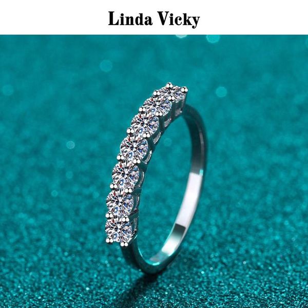 Кластерные кольца Линда Вики Аутентичный Moissanite VVS1 Кольцо Женщины Мода Драгоценный ювелирный подар