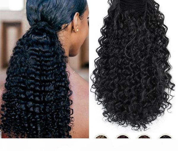

stunning low black hair kinky curly drawstring human hair elegant weave braided ponytail low puff horsetail brazilian hair 140g