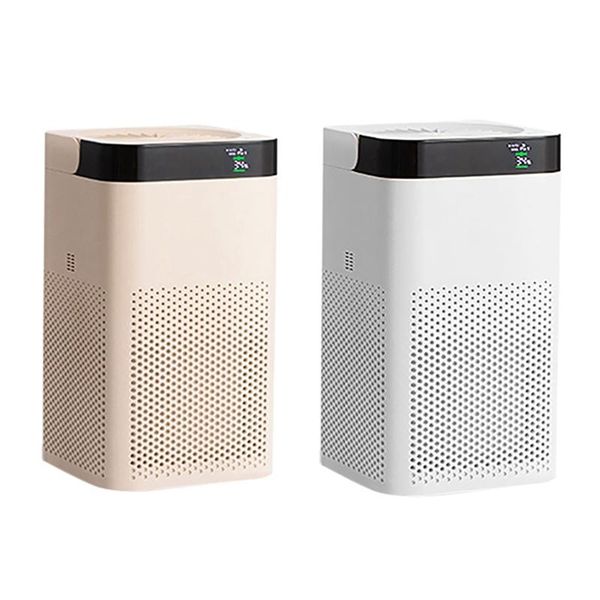 

air purifiers 2 set purifier with hepa filter three-speed adjustable automatic mode sleep deskpurifier, khaki & white