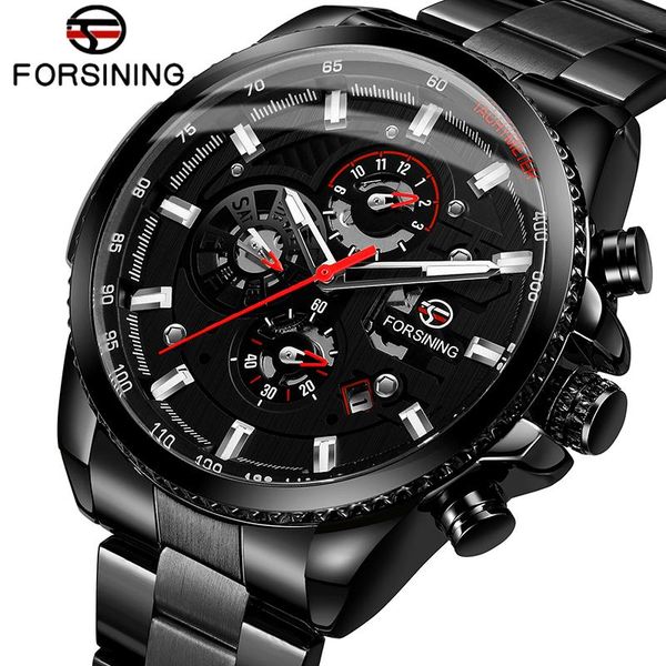 

wristwatches 2021 brand forsining waterproof men's automatic watch calendar luxury military watches sport style luminous clock black, Slivery;brown