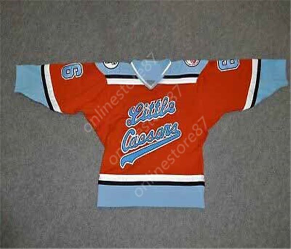 

vintage youth game little caesars detroit red wings 100% embroidery team hockey jerseys custom any name and number jersey, Black