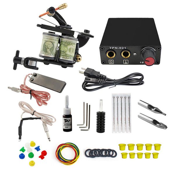 

complete tattoo kit for beginner tattoo power supply needles guns set small configuration tattoo machine set