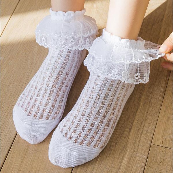 

new summer baby girls kids mesh socks fashion lace ruffle frilly flower cotton short sock breathable princess baby girls socks, Pink;yellow