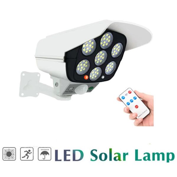 

solar lamps remote motion sensor lamp dummy powered camera high simulation fake flashing led red light home security mon