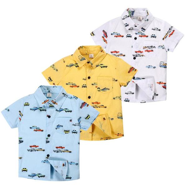 

shirts shirt for kids teenage boy clothes summer korean style short sleeve turn-down collar casual cartoon print soft outwear, White;black