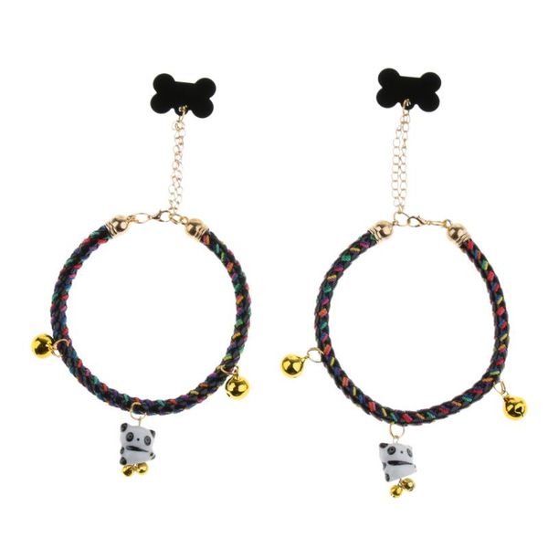 

amagogo 2pcs pet dog cat necklace adjustable tie collar with bells id tag