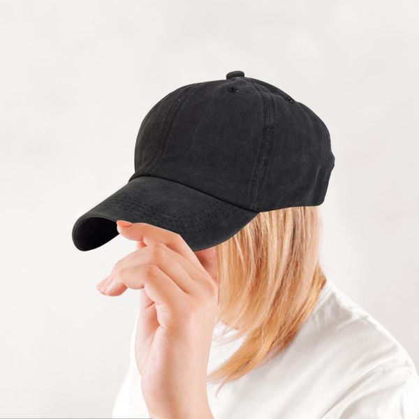 

cycling caps & masks 56-62cm women cotton sun hats baseball cap summer spring ponytail hat breathable sunshade fishing protcet, Black