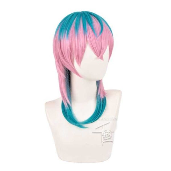 

tokyo revengers rindo haitani cosplay wig pink mixed blue heat resistant synthetic fake hair peluca anime role play wig, Black